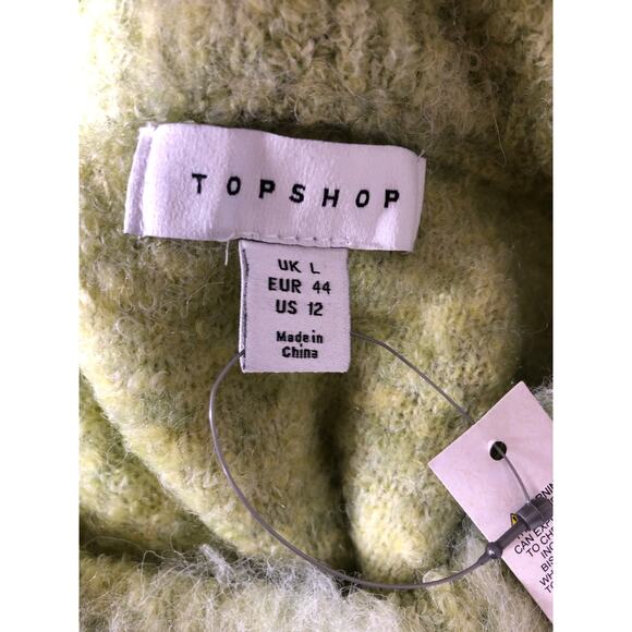 Topshop Knitted Fluffy Jumper Sweater Long Sleeve Crewneck Top Wool Green NWT 12 - Picture 7 of 9